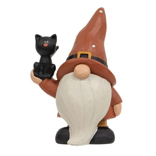 Halloween Gnome with Black Cat Small Resin Figure - Image 2