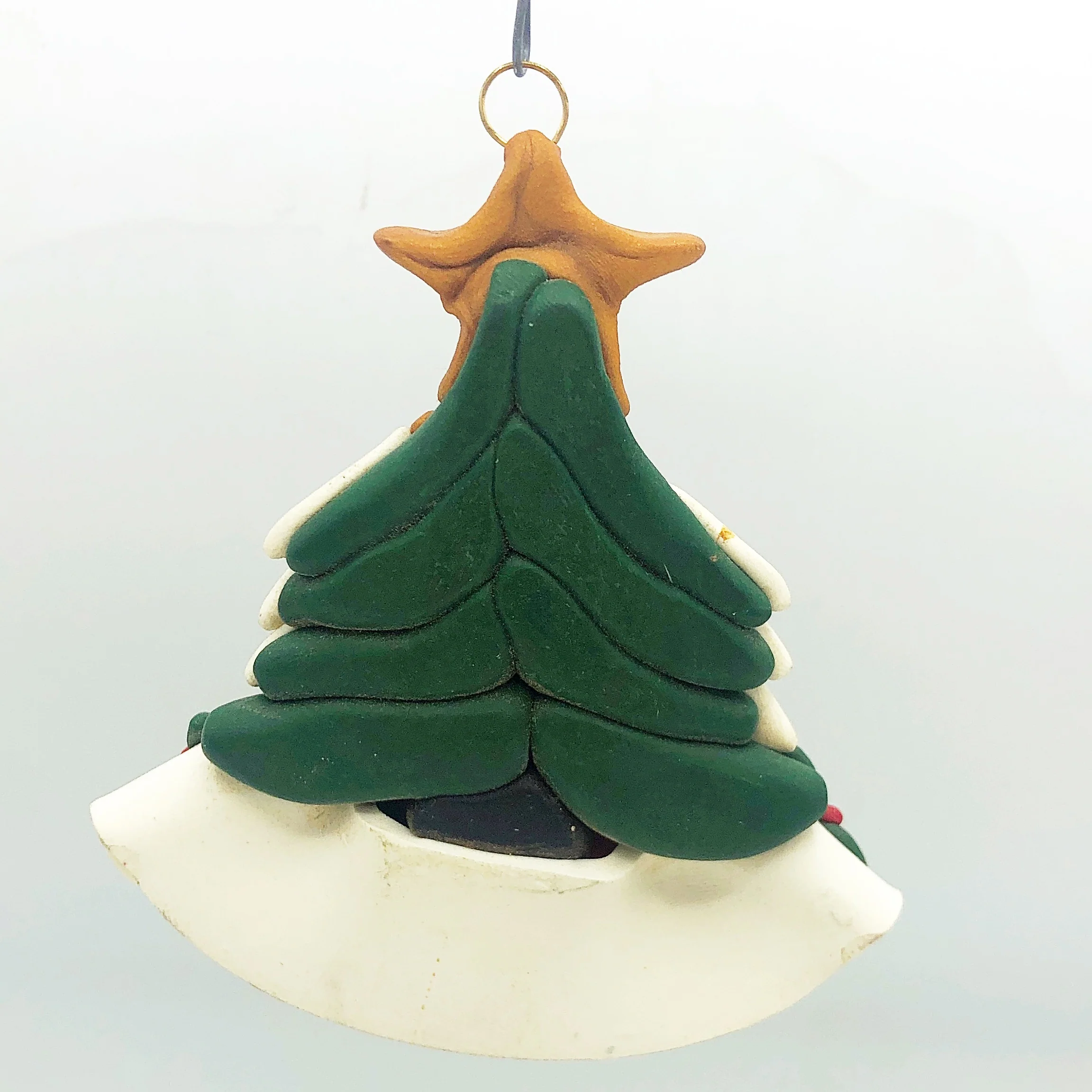 ๐ Handcrafted Christmas Tree and Teddy Bear Clay Dough Ornament - Image 3