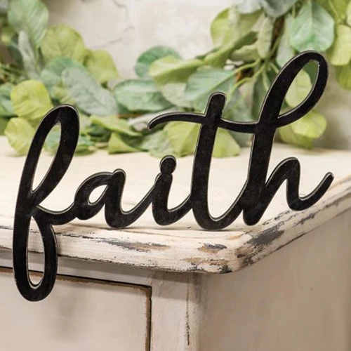 💙 Hanging Black Script Faith Sign