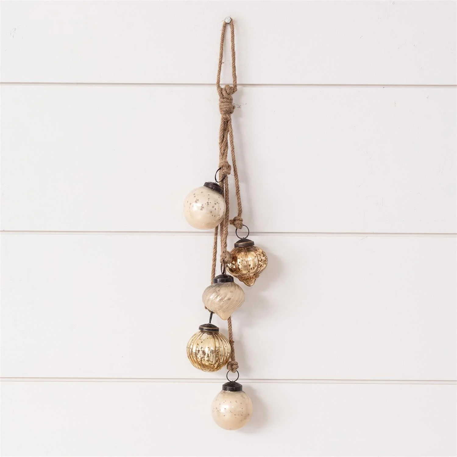Hanging Cluster Cream and Gold Glass Ornaments