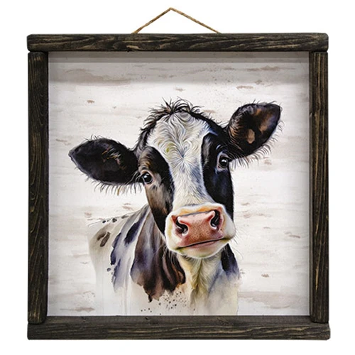 🐄🚜 20 DAYS OF FARM LIFE Happy Cow Black and White Portrait 12" Framed Print - Image 2