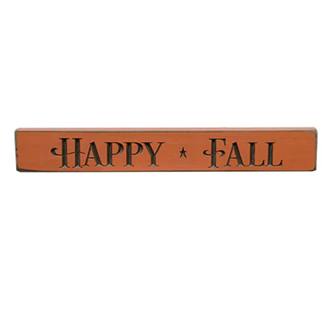 Happy Fall Engraved 12" Orange Block Sign