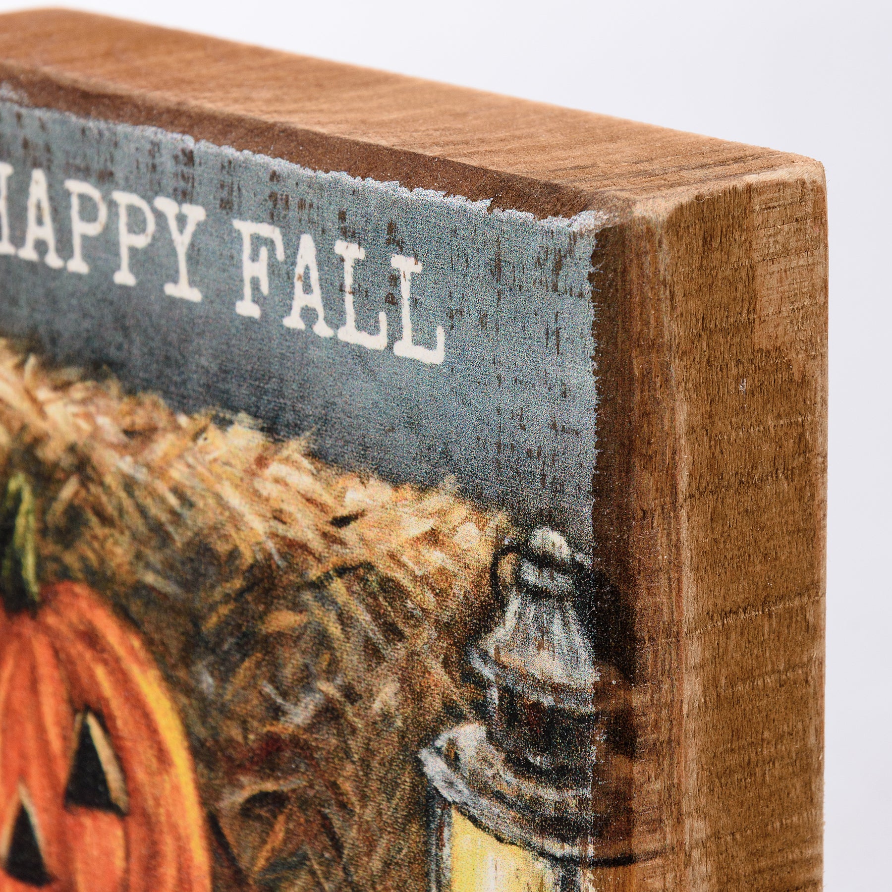 Happy Fall Jack O' Lantern and Pumpkins 4" Block Sign - Image 3