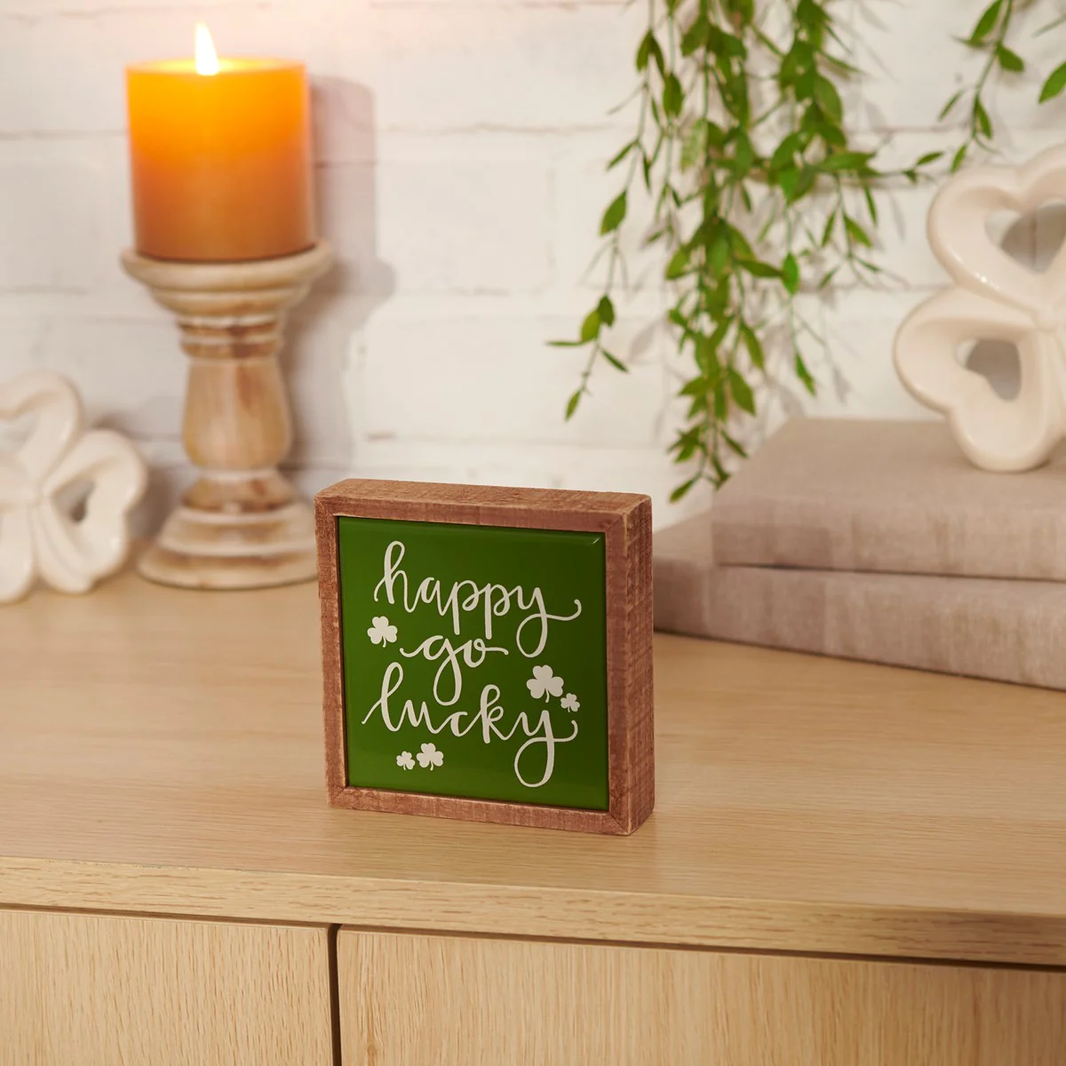 Happy Go Lucky Box 8" Mini St Patrick's Day Sign - Image 2