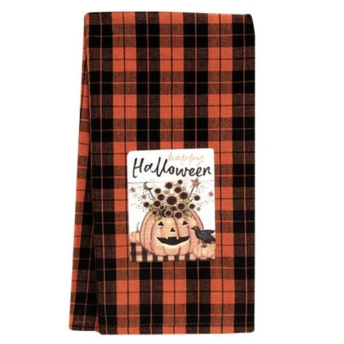 ๐ Happy Halloween Sunflower Jack & Crow Dish Towel
