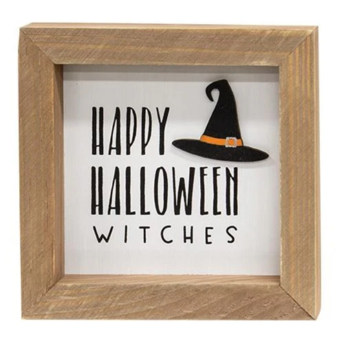 Happy Halloween Witches 6" Framed Sign