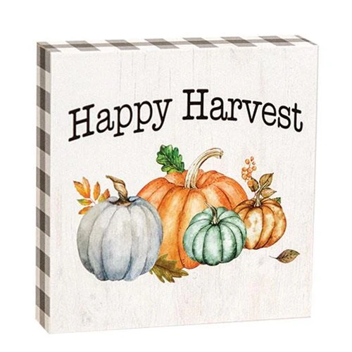 💙 Happy Harvest Pumpkins 4.75" Small Wooden Block - Image 2