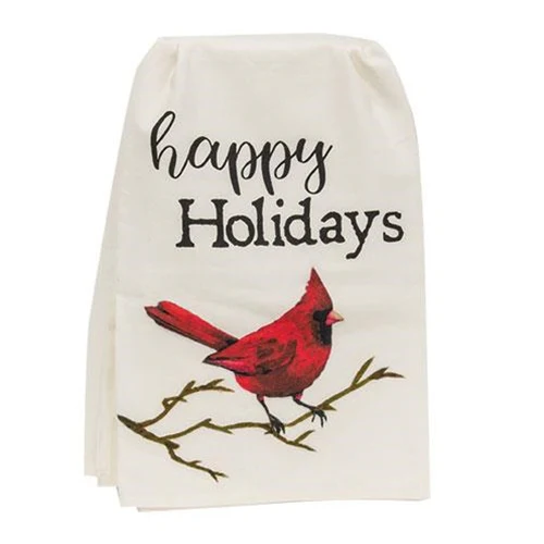 Happy Holidays Cardinal Dish Towel - Image 2