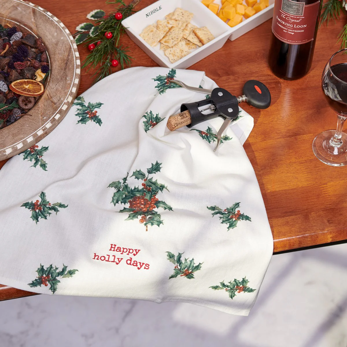 Happy Holly Days Christmas Kitchen Towel - Image 3