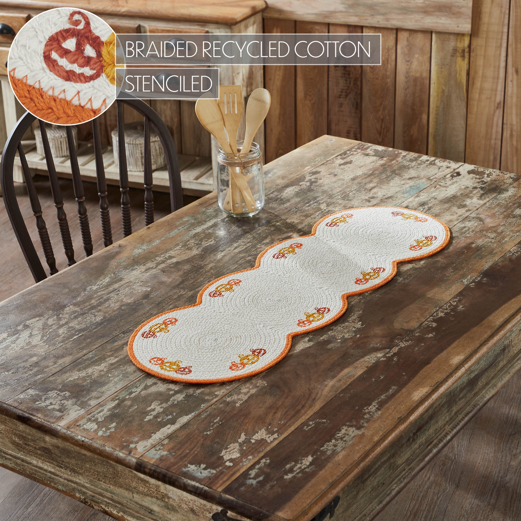 Happy Jack O' Lantern Halloween Stencil 36" Table Runner - Image 5