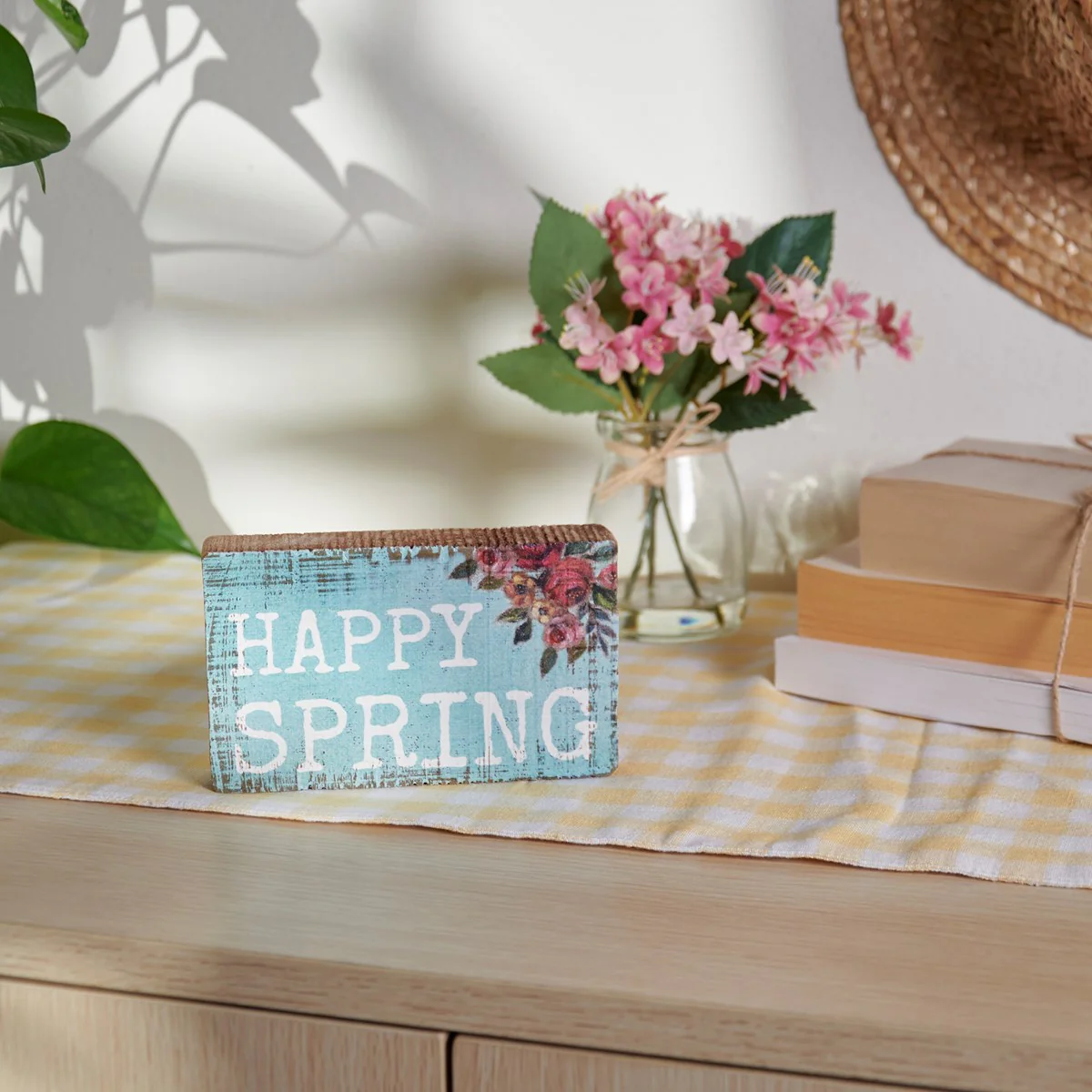 ๐ Happy Spring Floral Small Block Sign - Image 2