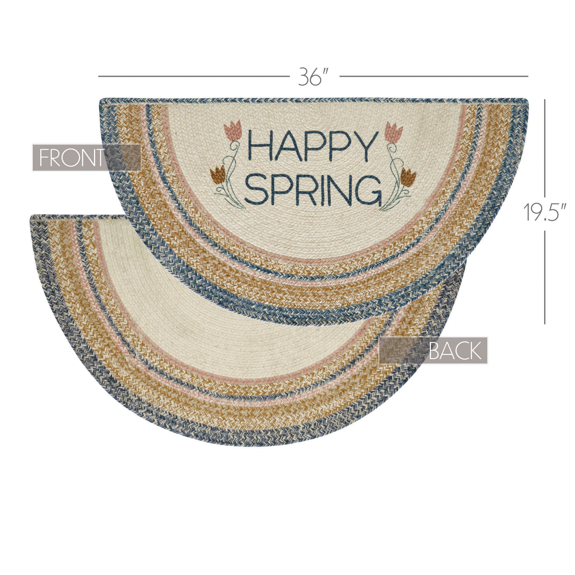 Happy Spring Jute Half Circle Rug 19.5" x 36" - Image 4