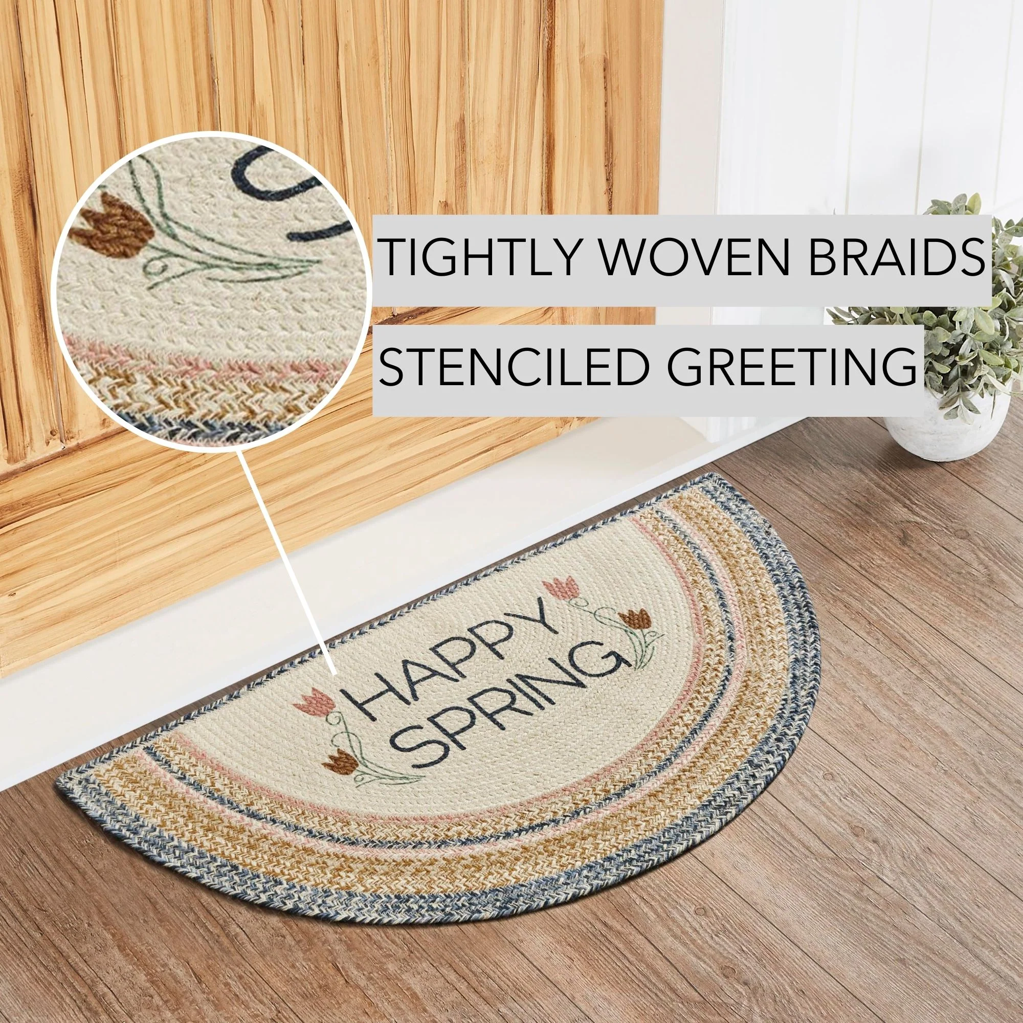 Happy Spring Jute Half Circle Rug 19.5" x 36" - Image 6