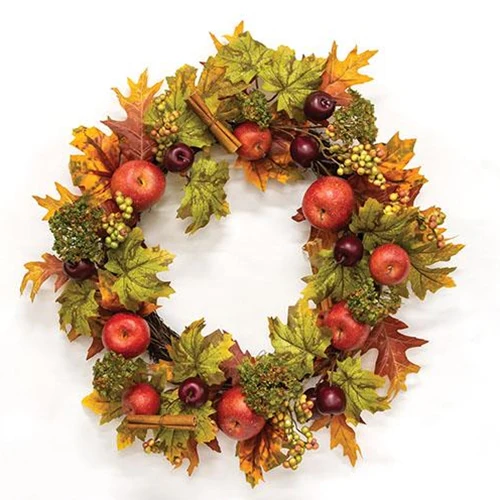 Harvest Apple & Cinnamon 20" Faux Foliage Fall Wreath - Image 2