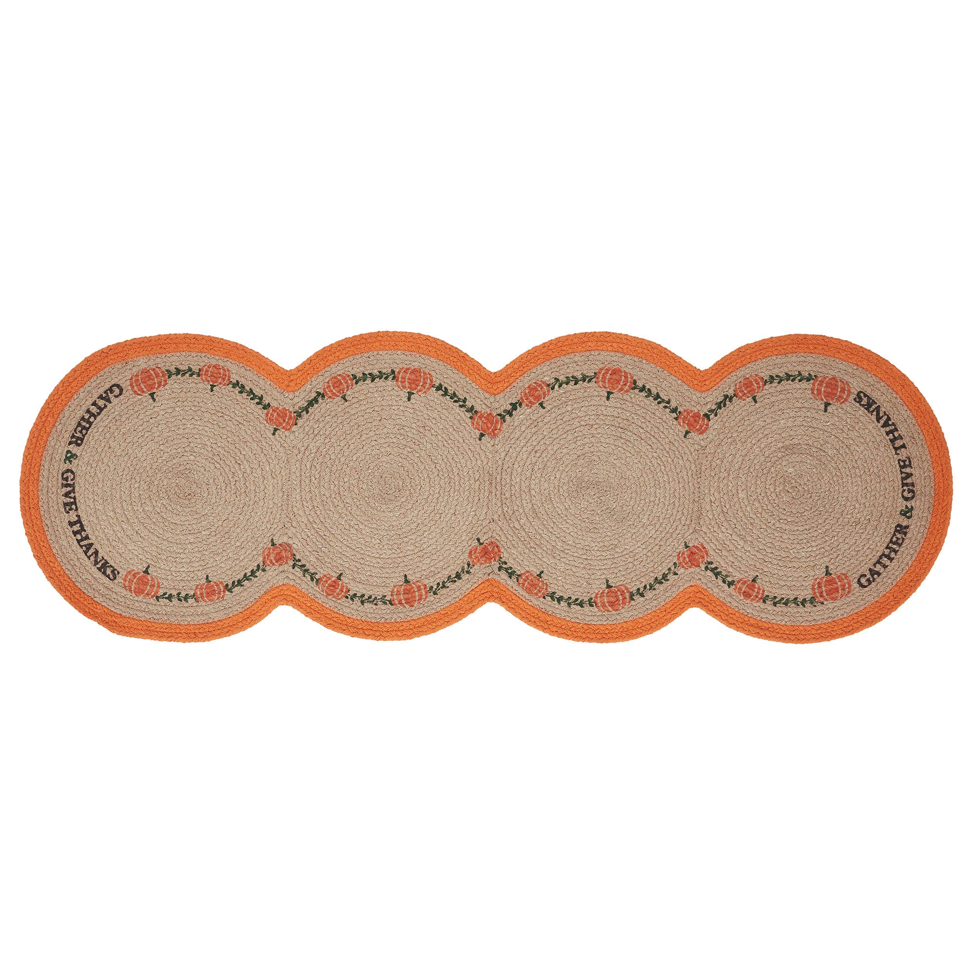 Harvest Blessings Natural Stencil Pumpkin 36" Table Runner - Image 2