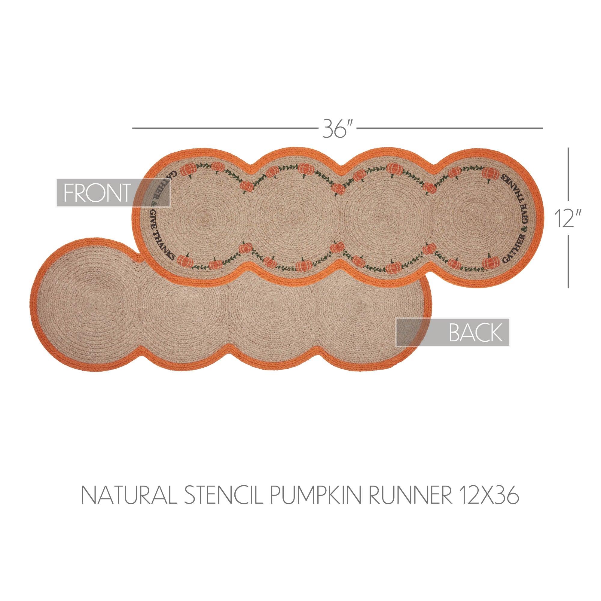 Harvest Blessings Natural Stencil Pumpkin 36" Table Runner - Image 4