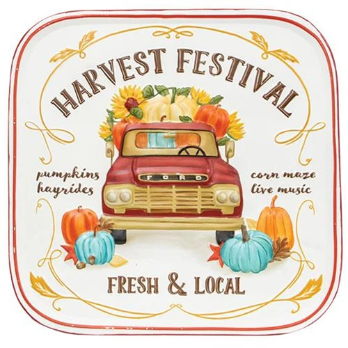 Harvest Festival Pumpkin Truck 16" Metal Sign