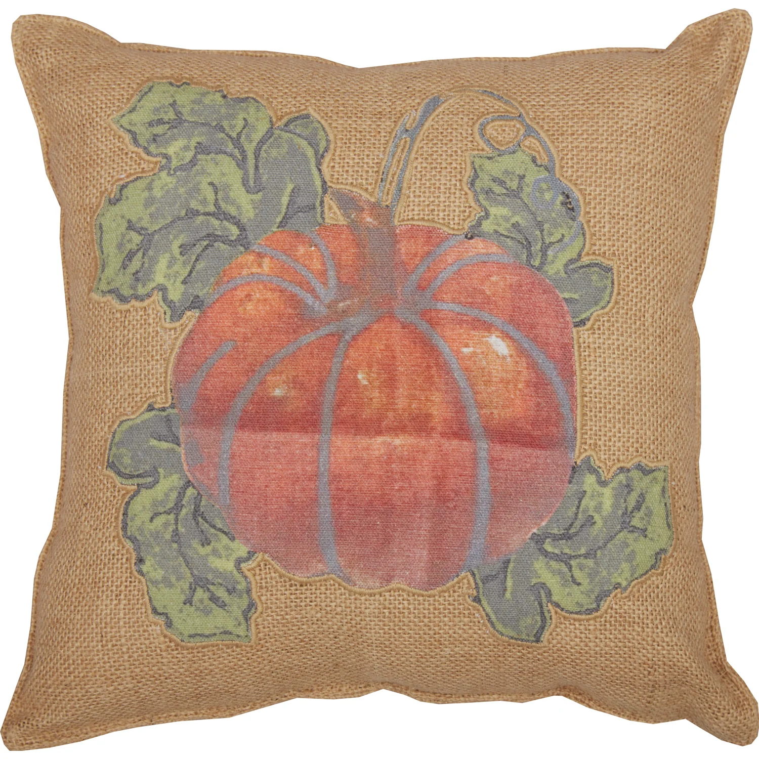 Harvest Garden Pumpkin 12" Jute Burlap Accent Pillow - Image 2