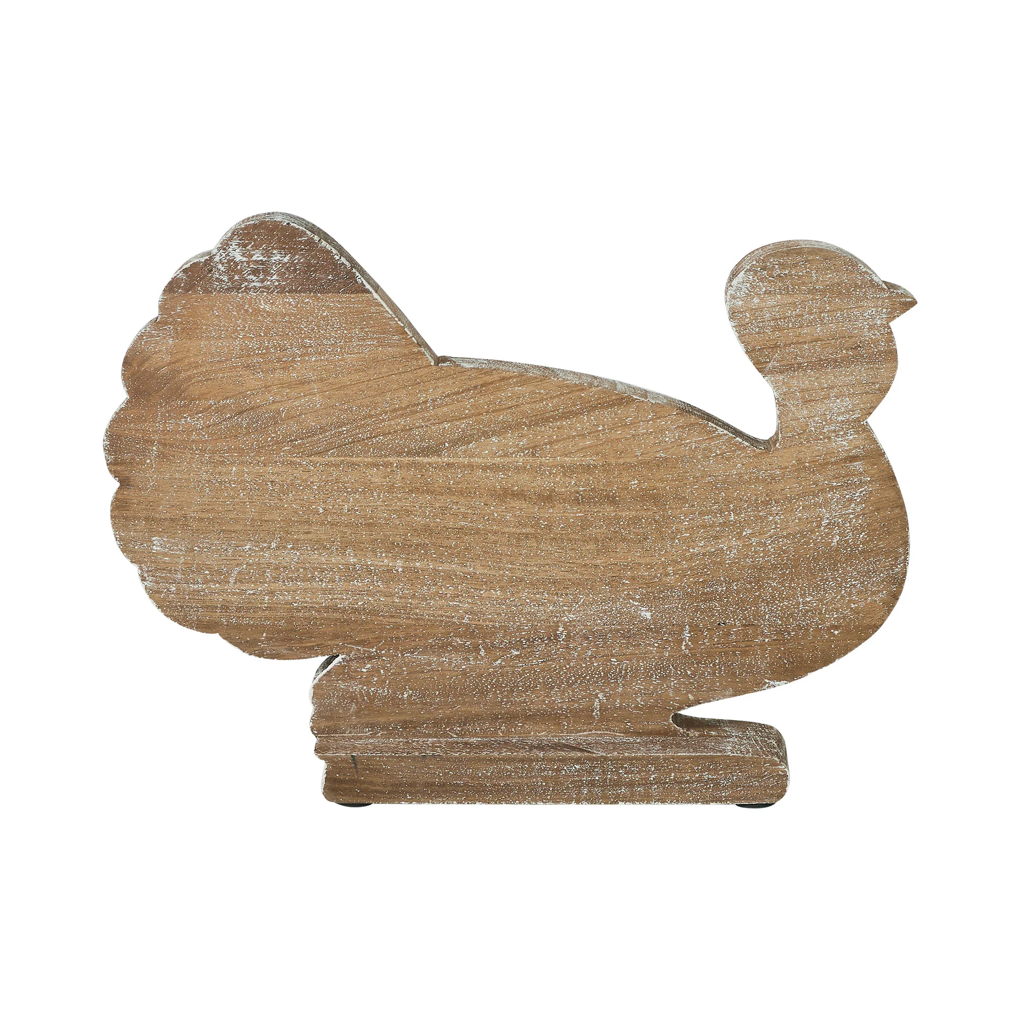 Harvest Leaf Carved Wooden Turkey 10" H - Image 3