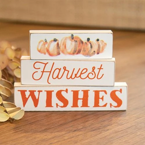Harvest Wishes Set of 3 Mini Block Signs