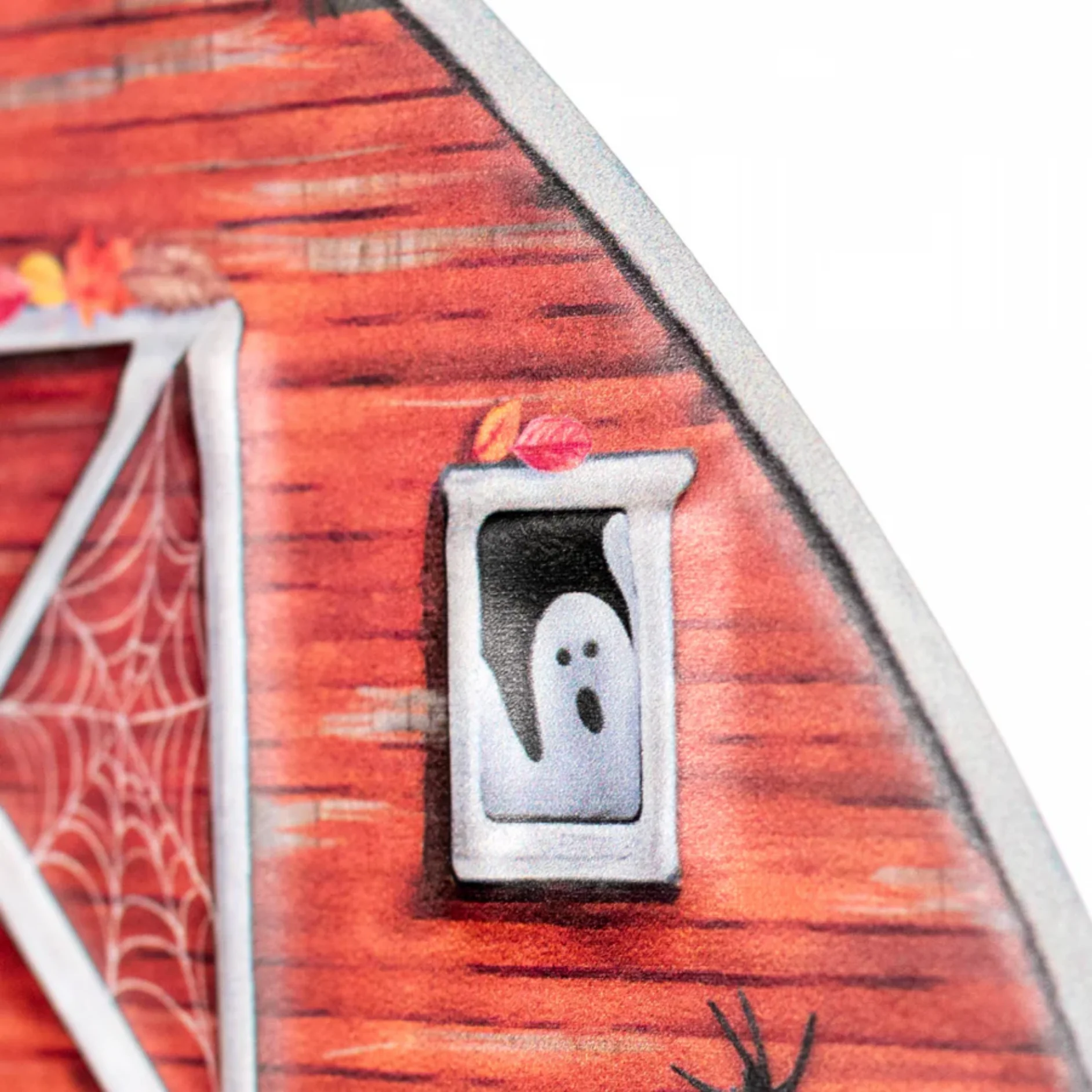 ๐ Haunted Halloween Barn 12" Metal Embossed Hanger - Image 3
