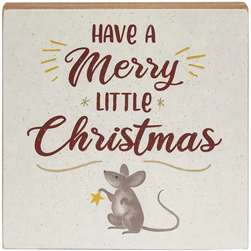 Have a Merry Little Christmas Mouse 7" Wooden Box Sign - Image 2