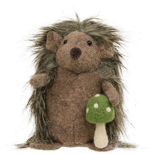 Hedgehog with Felted Mushroom Plush