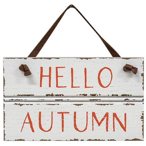 Hello Autumn Sign w/ Suede Hanger - Image 2