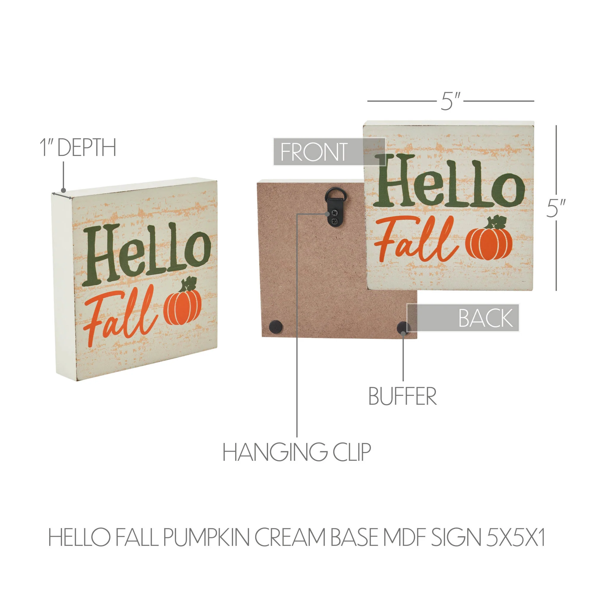 Hello Fall Pumpkin 5" Block Sign - Image 5