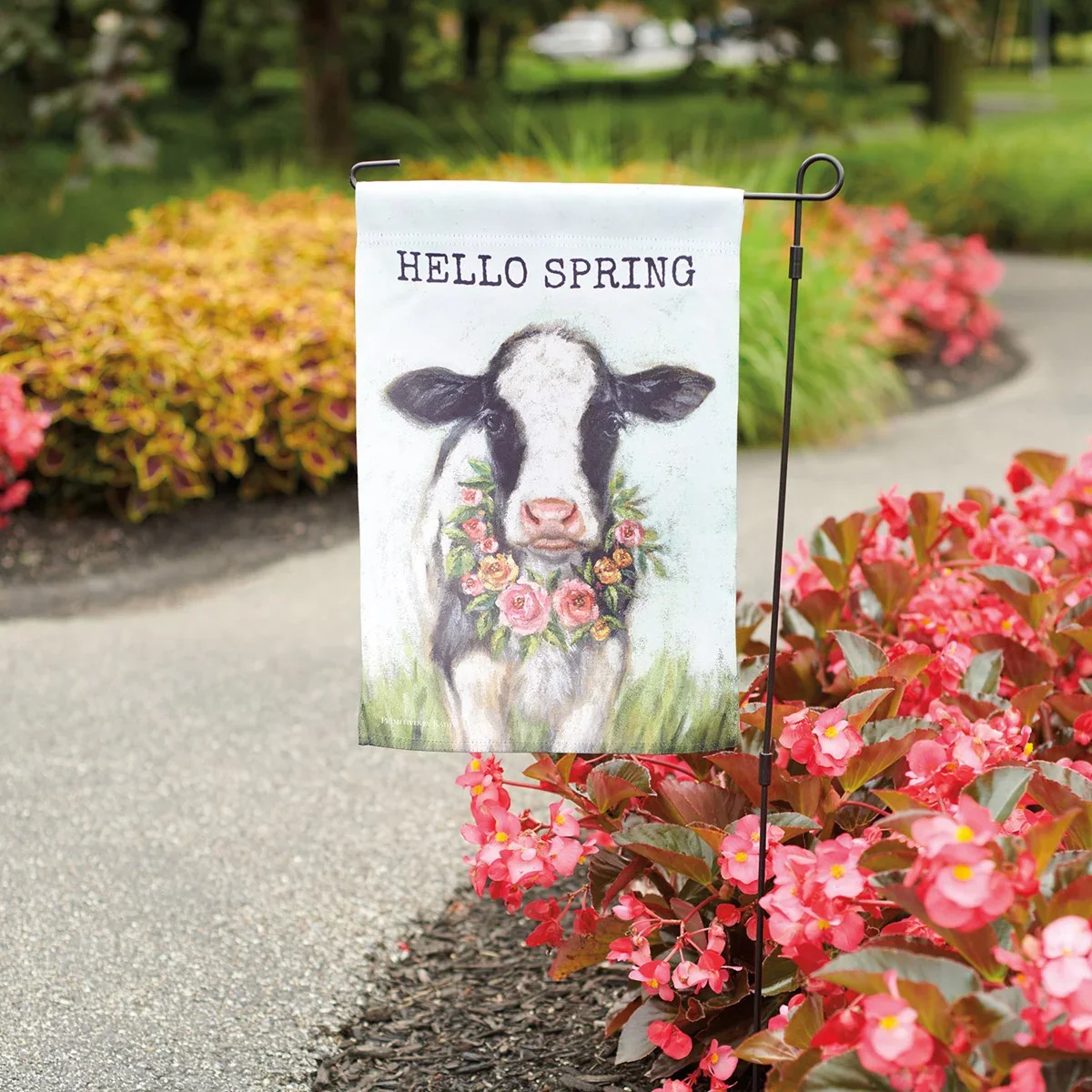 💙 Hello Spring Cow Garden Flag - Image 2