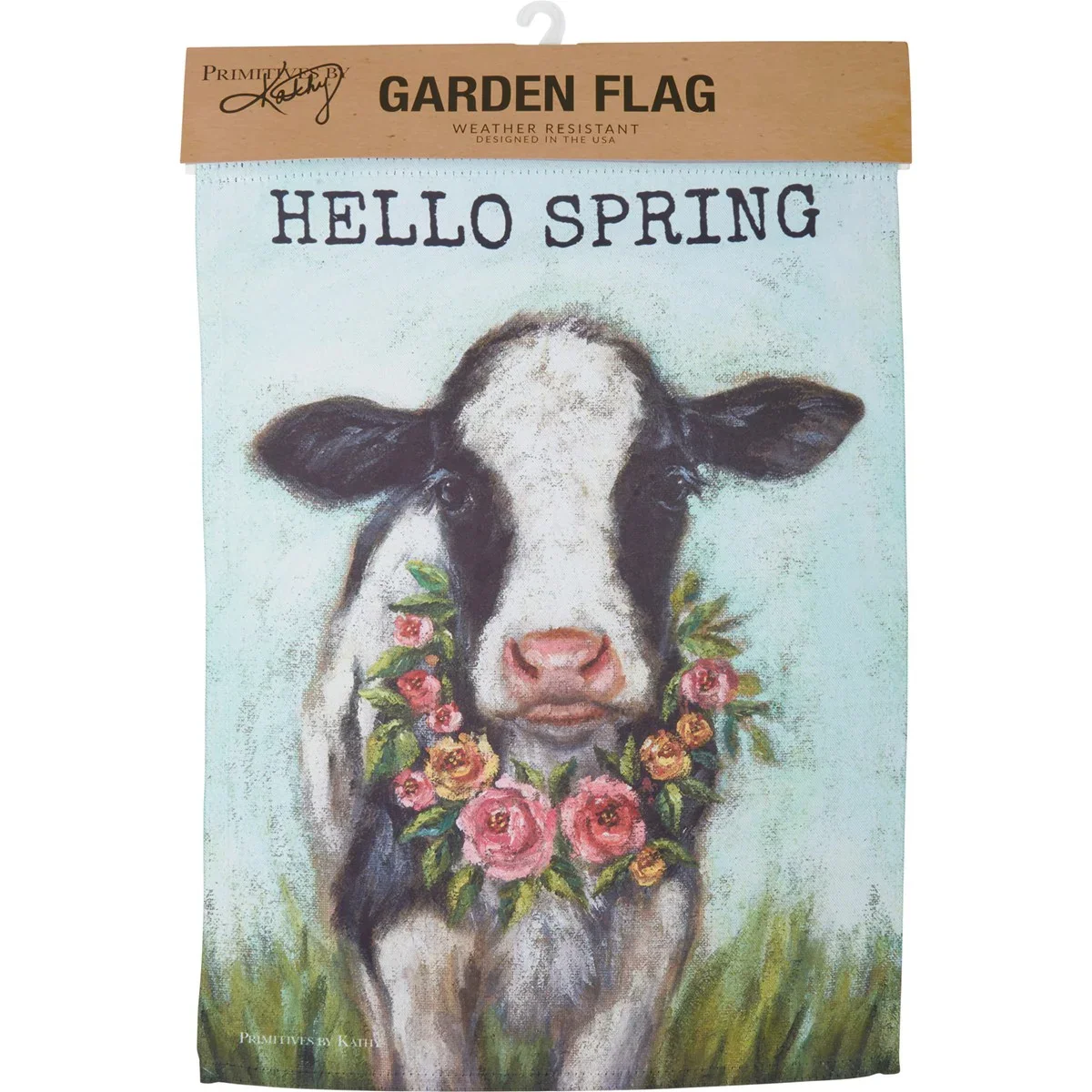 💙 Hello Spring Cow Garden Flag - Image 4