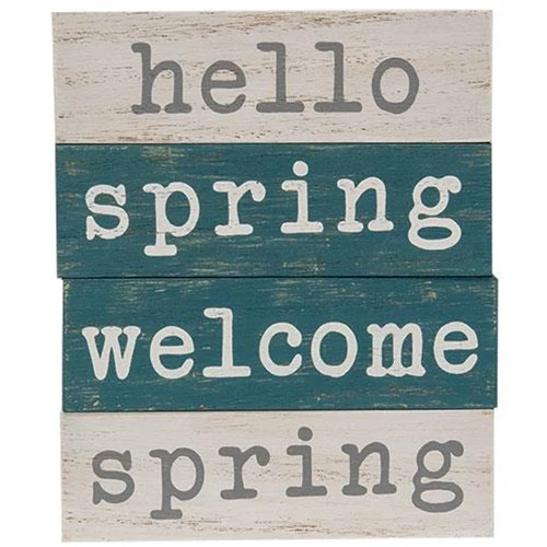 ๐ Hello Spring Welcome Spring Set of 4 Mini Block Signs