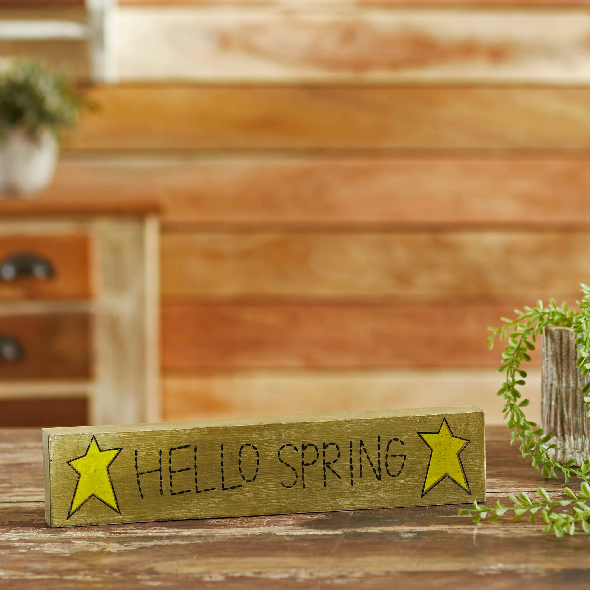 Hello Spring with Stars 14" Wooden Sign - Image 2