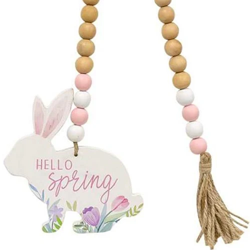 ๐ Hello Spring Wooden Bead Garland With Bunny - Image 2