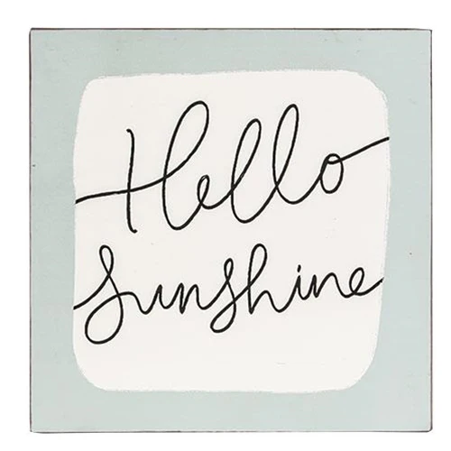 ๐ Hello Sunshine Distressed Square Metal Sign