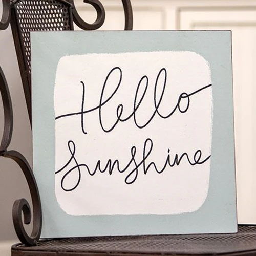 ๐ Hello Sunshine Distressed Square Metal Sign - Image 2