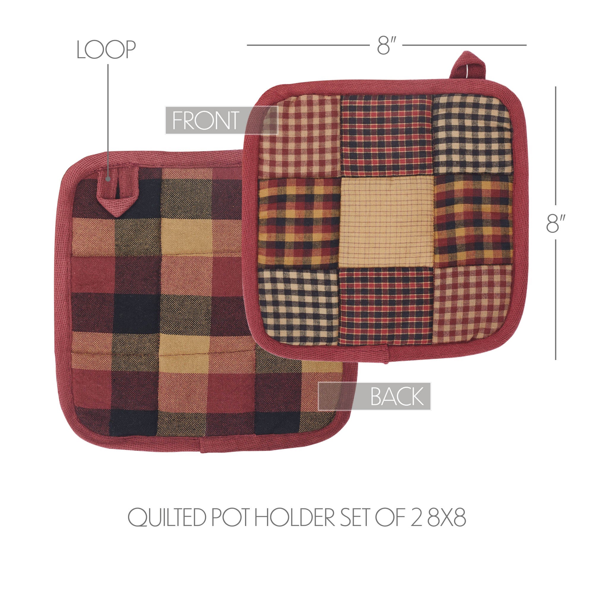 Heritage Farms Primitive Check Pot Holder Set of 2 - Image 2