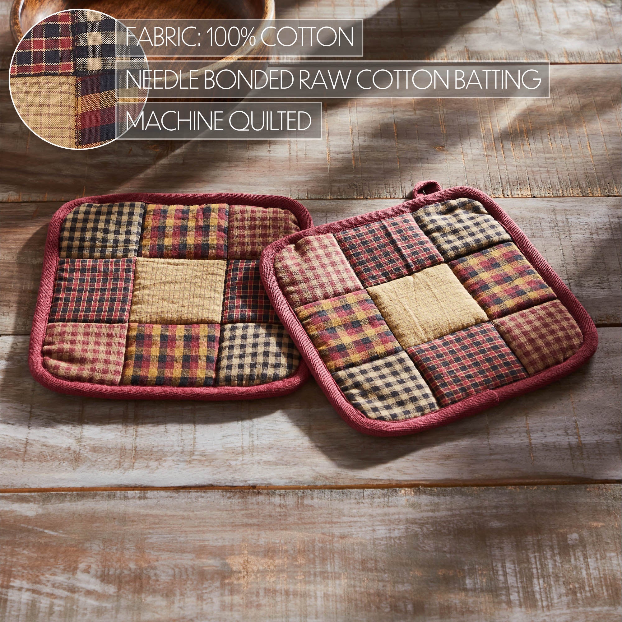 Heritage Farms Primitive Check Pot Holder Set of 2 - Image 3