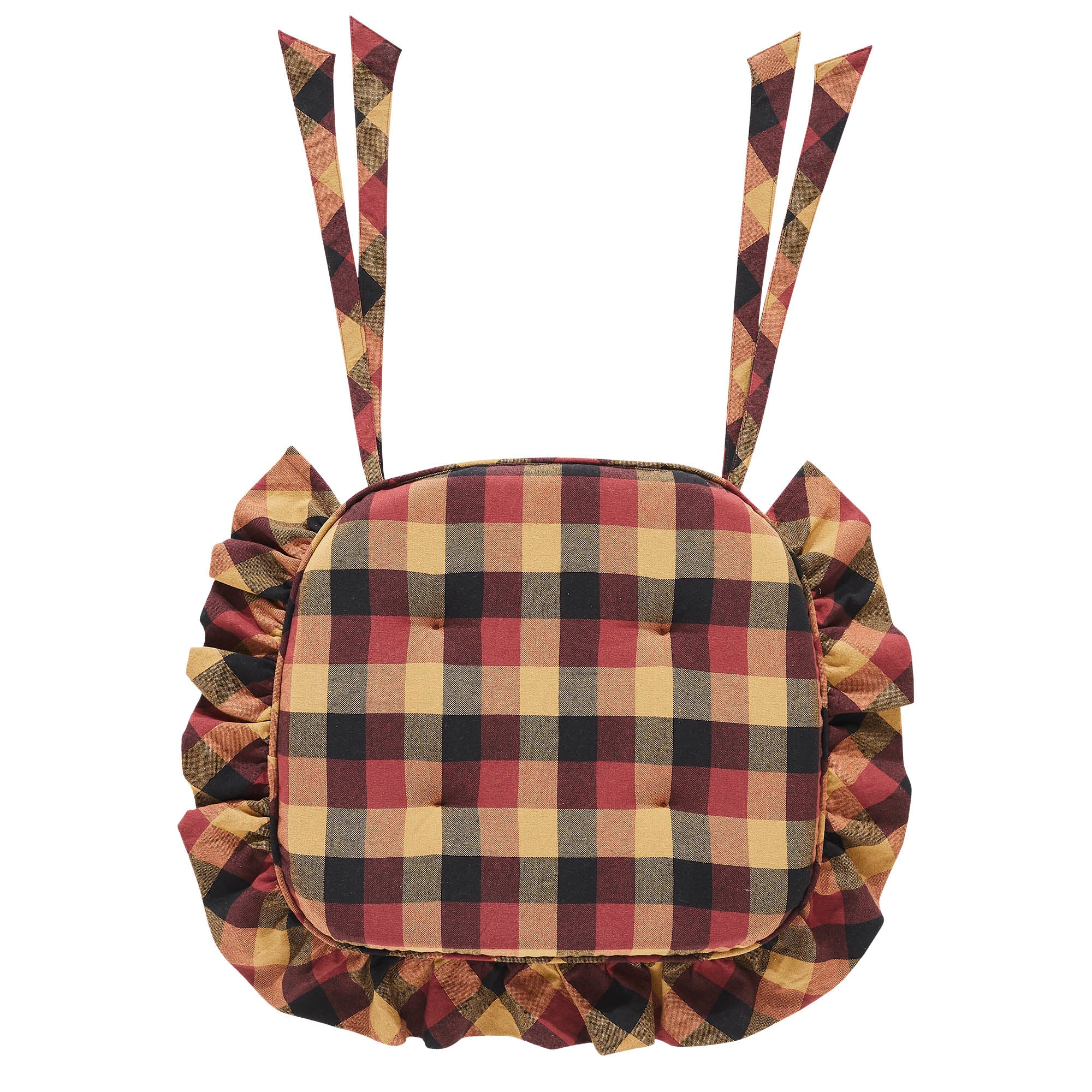 Heritage Farms Primitive Check Ruffled Chair Pad - Image 3