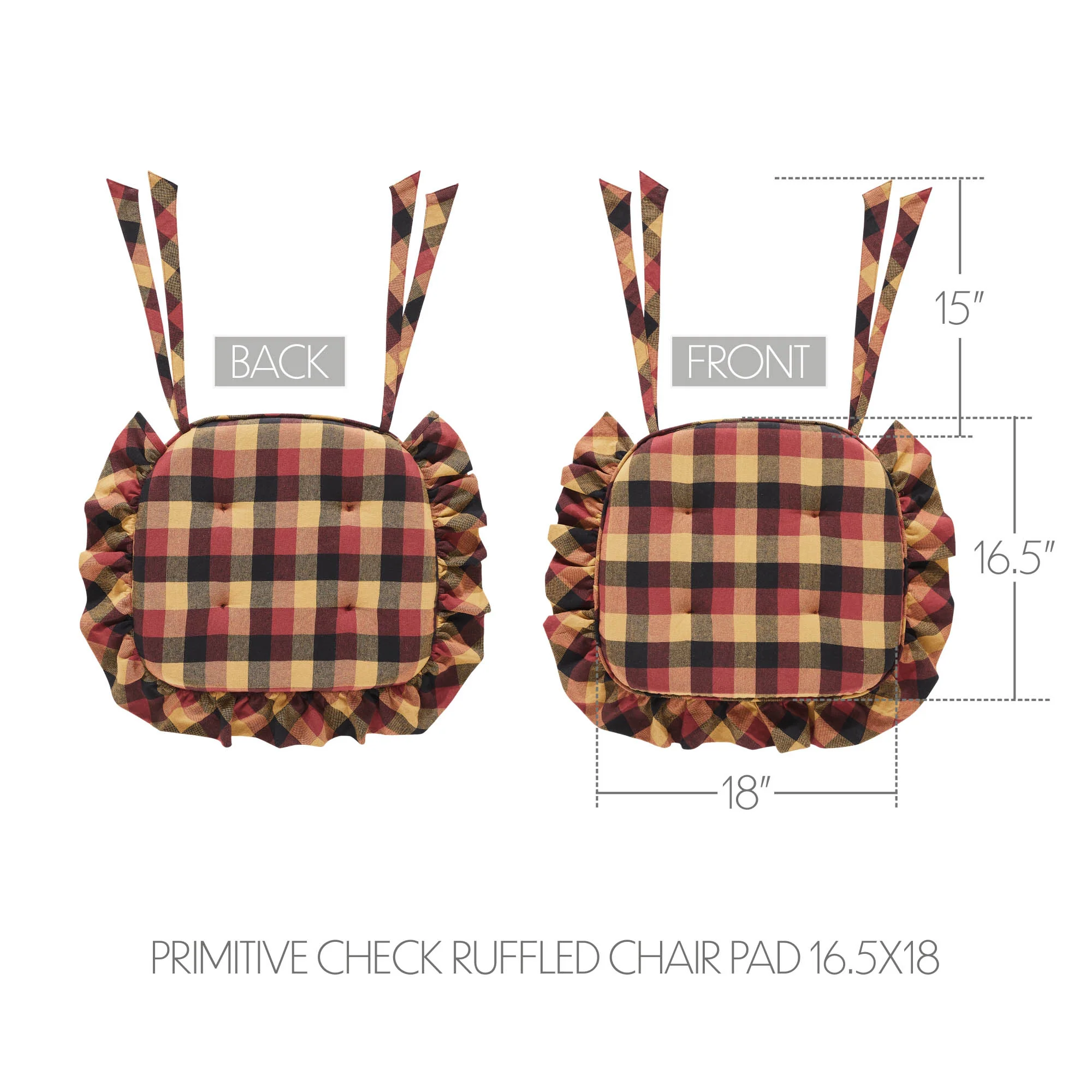 Heritage Farms Primitive Check Ruffled Chair Pad - Image 4