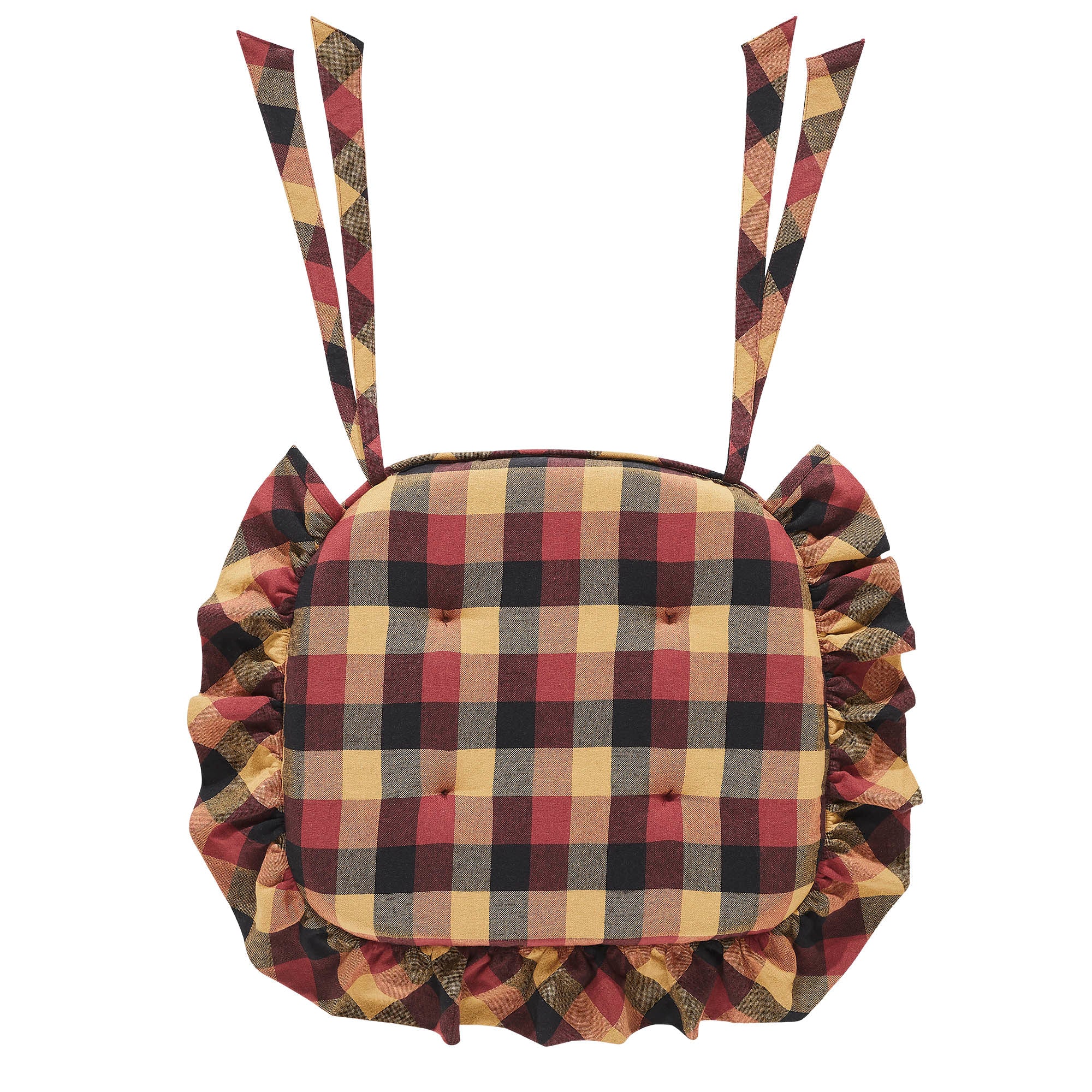Heritage Farms Primitive Check Ruffled Chair Pad - Image 5