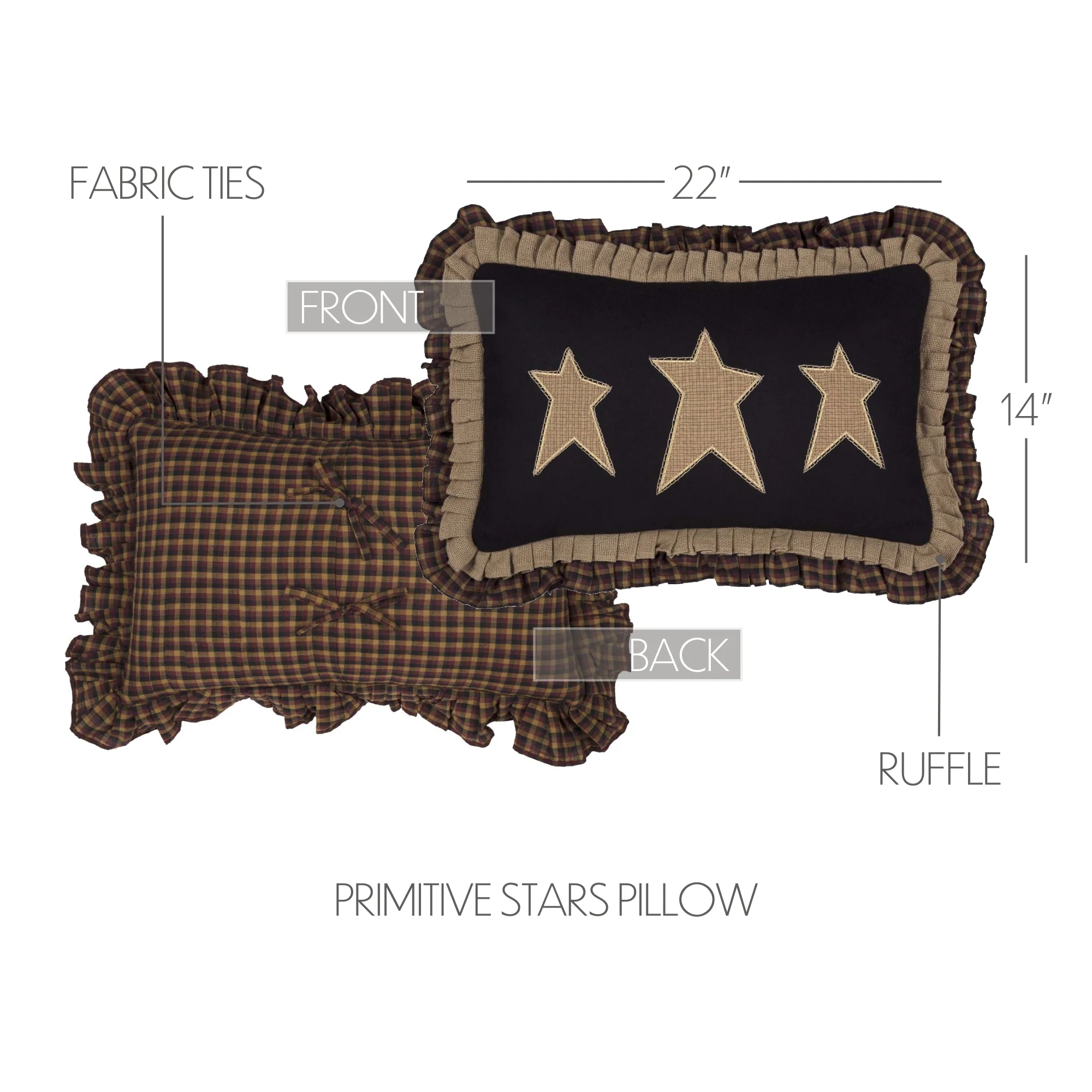 Heritage Farms Primitive Stars Pillow 14'' x 22'' - Image 4