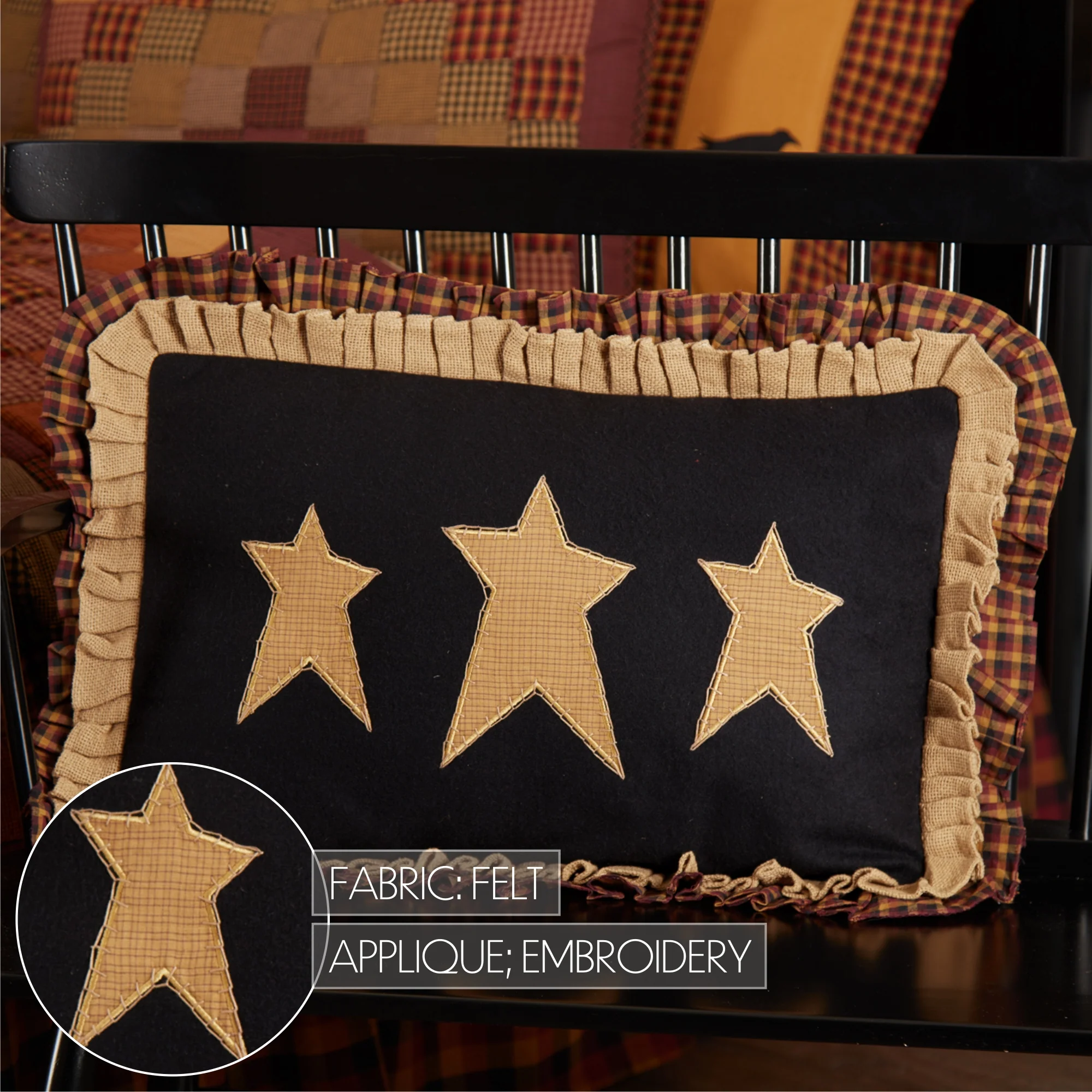 Heritage Farms Primitive Stars Pillow 14'' x 22'' - Image 6