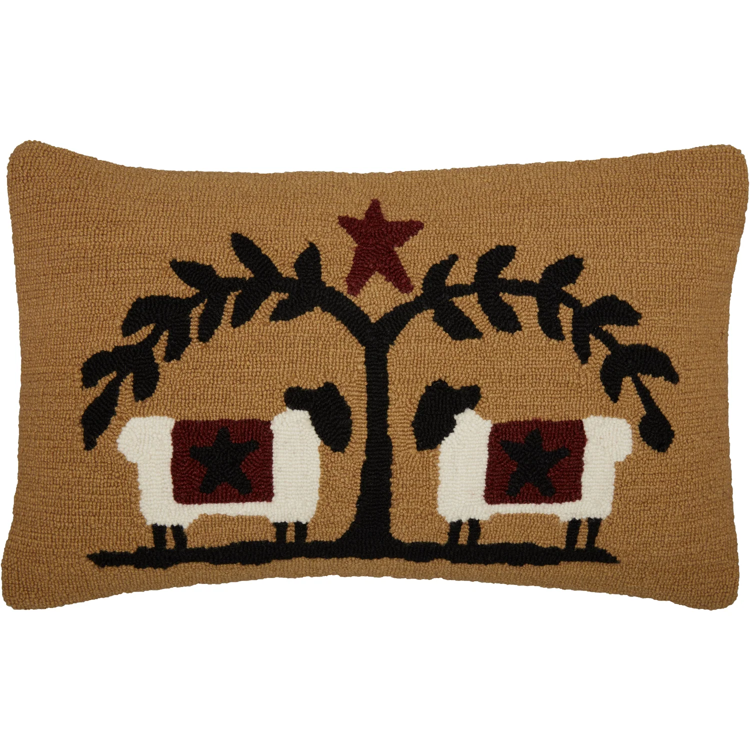 Heritage Farms Sheep and Star Hooked Pillow - Image 2