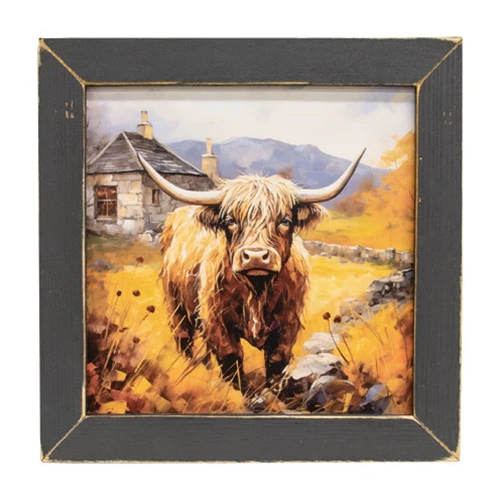 Hey There Hershey 13.5" Highland Cow Framed Print