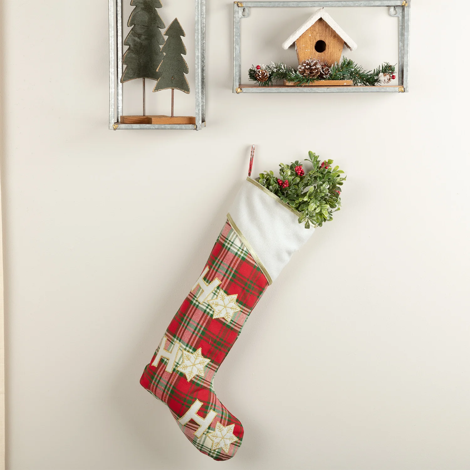 HO HO Holiday Tartan Christmas Stocking 20" Long - Image 2