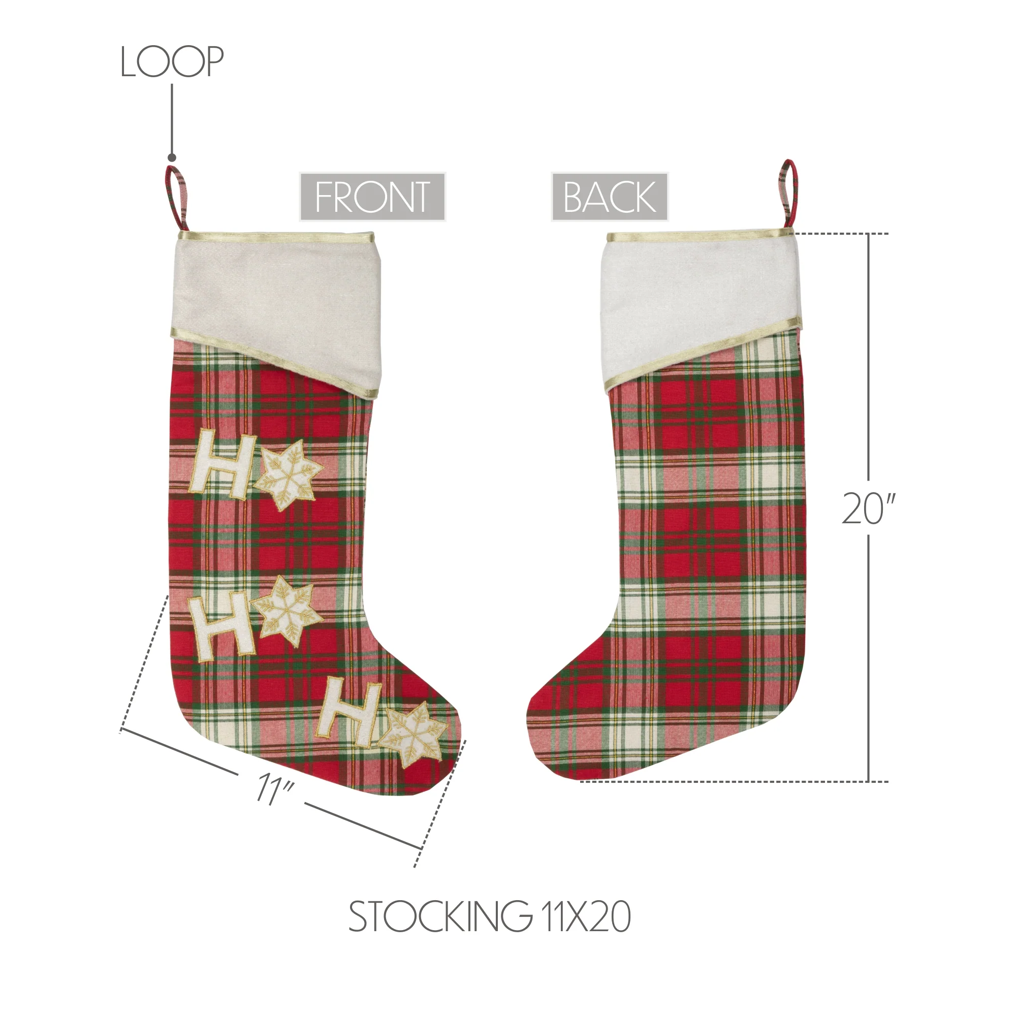 HO HO Holiday Tartan Christmas Stocking 20" Long - Image 4