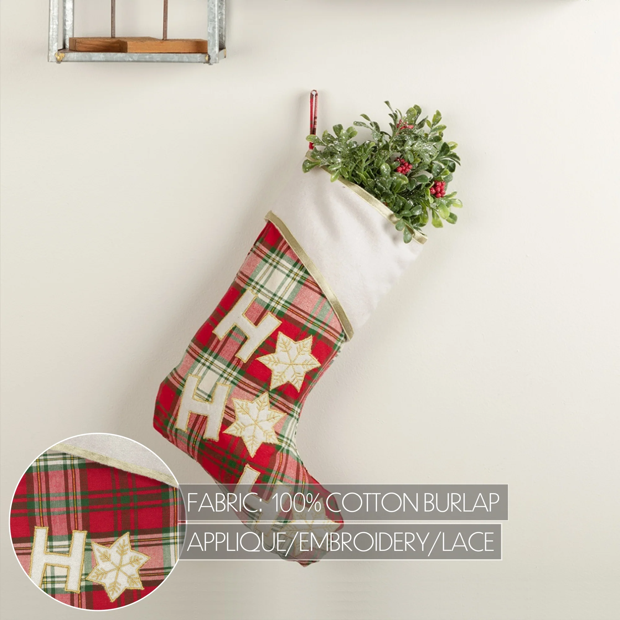 HO HO Holiday15" Christmas Stocking - Image 3
