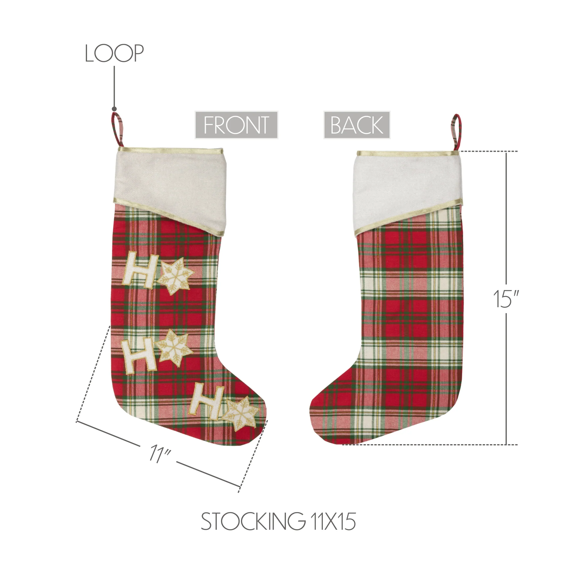 HO HO Holiday15" Christmas Stocking - Image 4