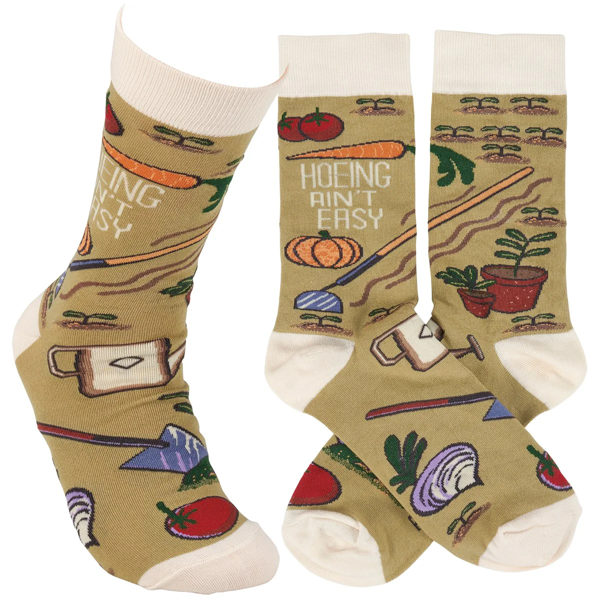 Hoeing Ain't Easy Humorous Garden Themed Socks